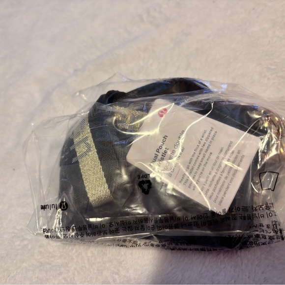 lululemon athletica Dual Pouch Black Wristlet Clutch with Gold Accents - Picture 3 of 3